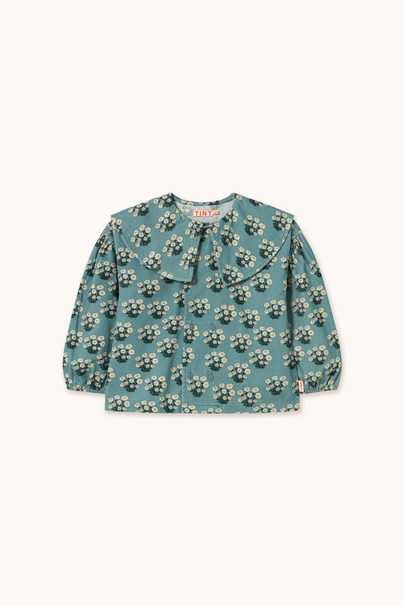 White Bouquet Shirt | Teal