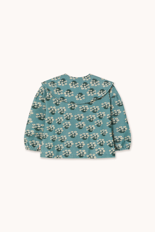 White Bouquet Shirt | Teal