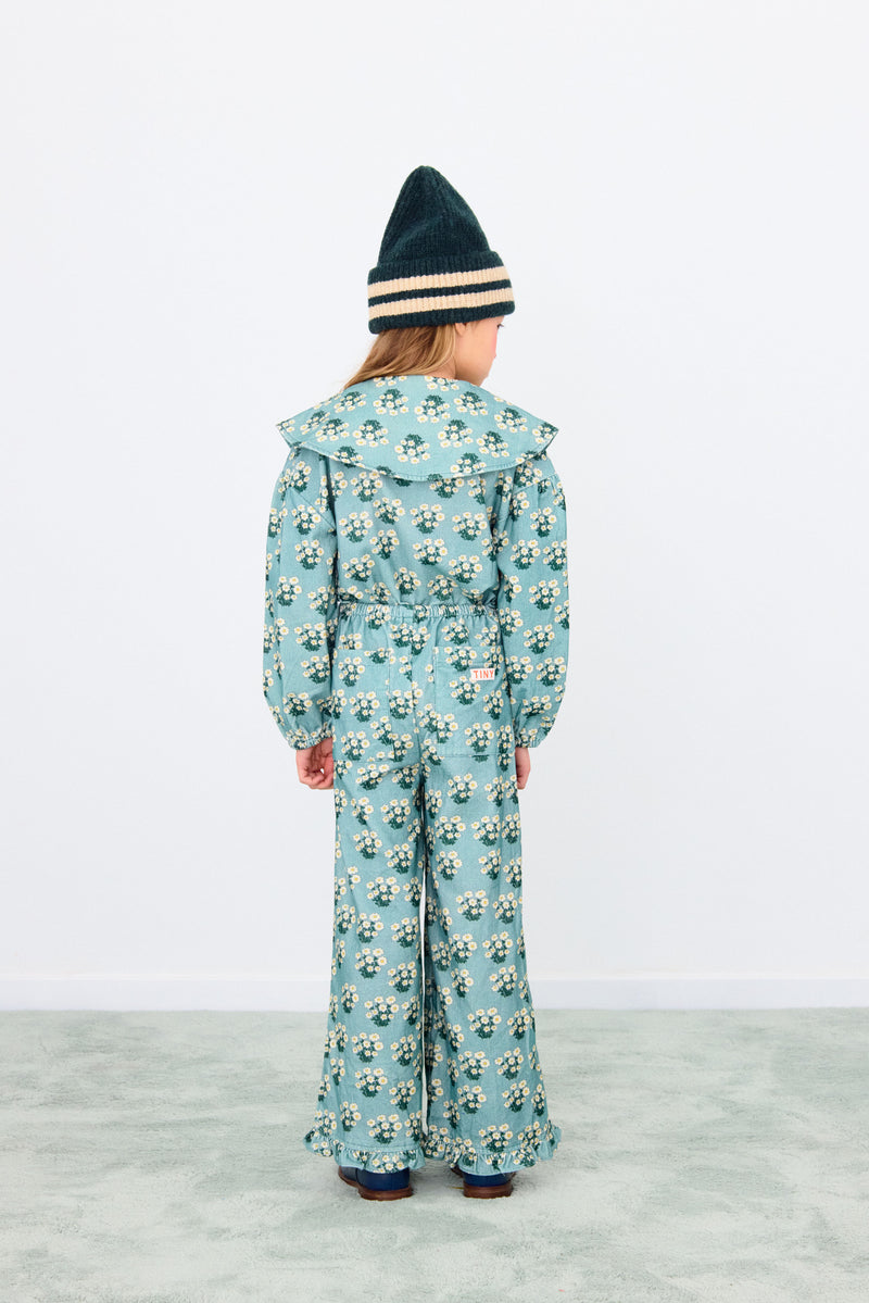 White Bouquet Shirt | Teal