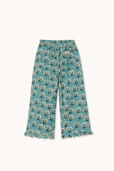 White Bouquet Frilled Pant | Teal