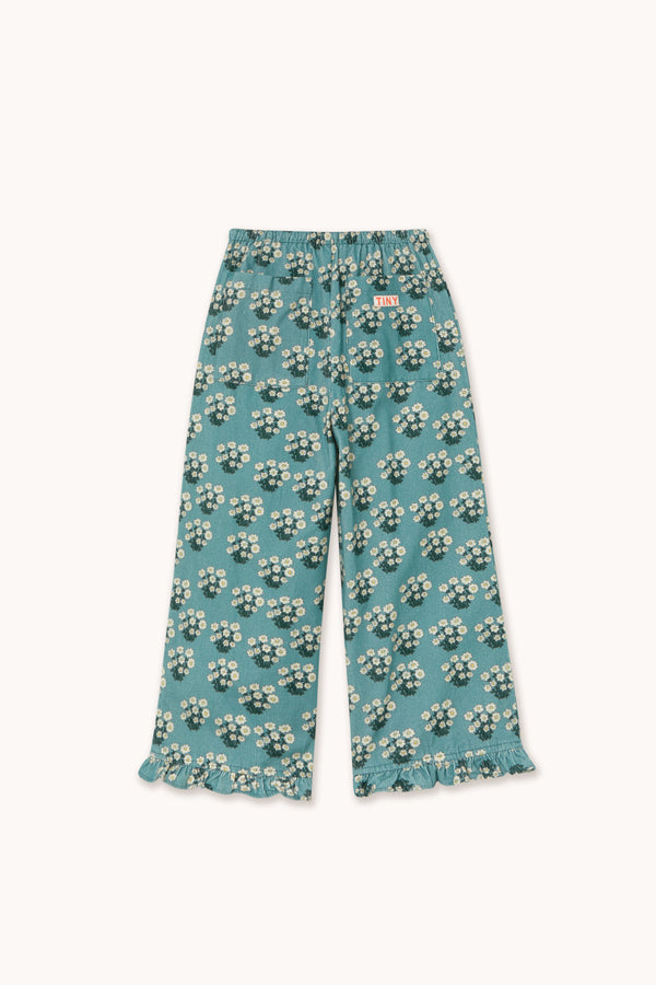 White Bouquet Frilled Pant | Teal