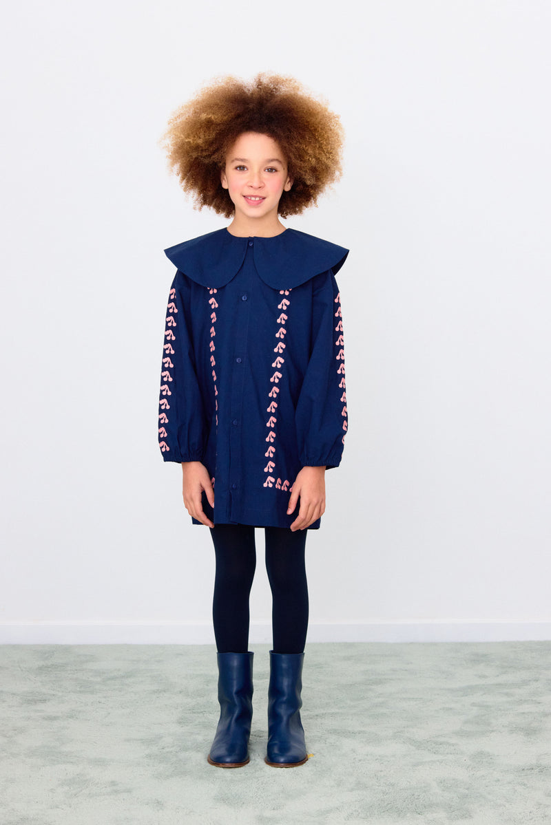 Mini Cherries Dress | Navy