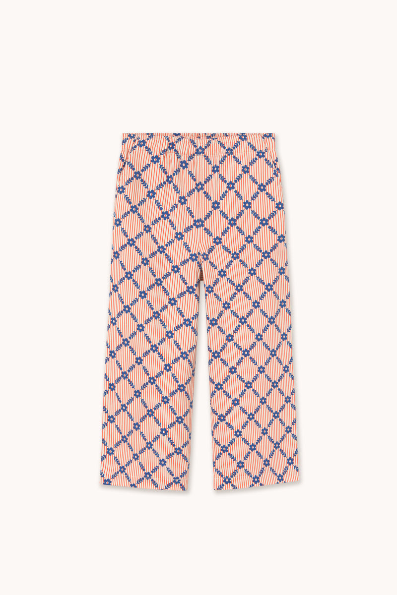 Flower Grid Woven Pant | Light Cream