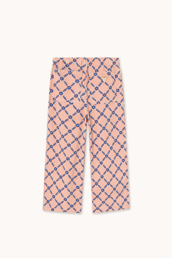 Flower Grid Woven Pant | Light Cream