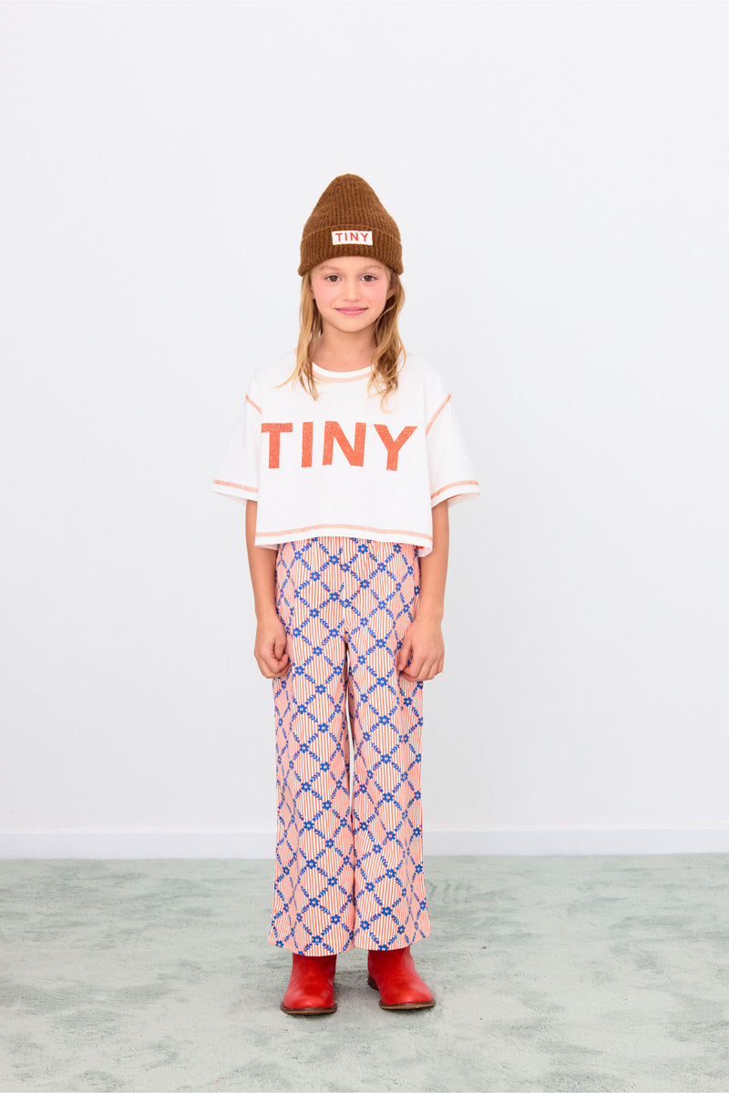 Flower Grid Woven Pant | Light Cream