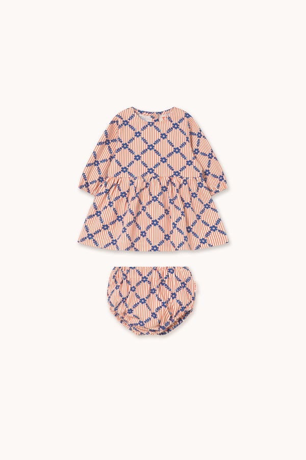 Flower Grid Baby Set | Light Cream