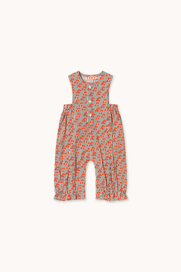 Cherries Woven Dungaree | Light Cream