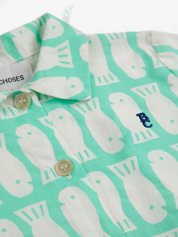 Baby Lucky Fish all over woven shirt | Light Green