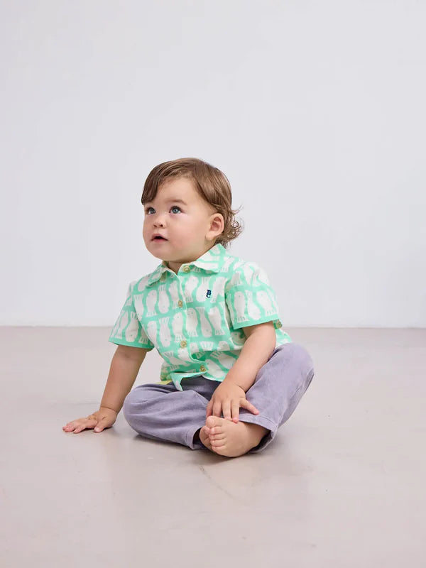 Baby Lucky Fish all over woven shirt | Light Green