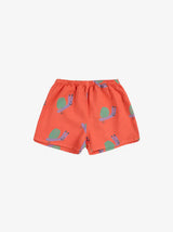 Baby Funny Snail all over woven shorts | Red