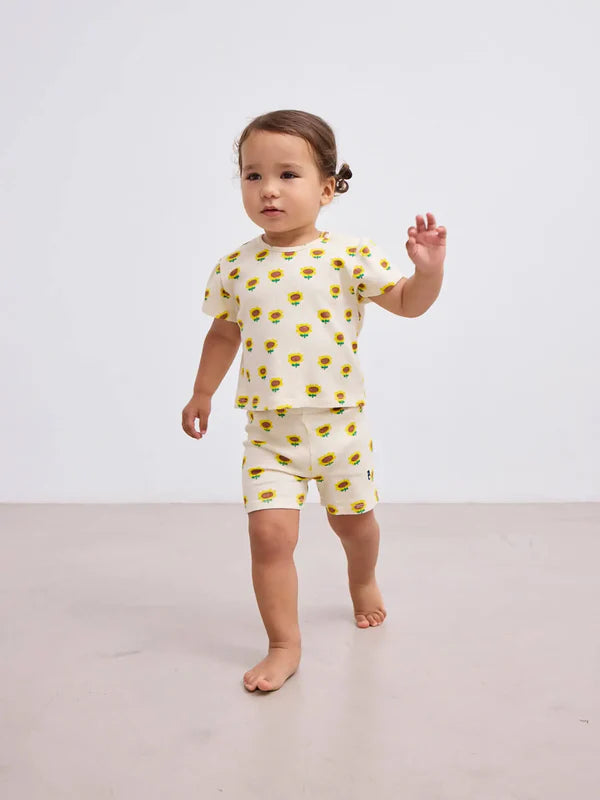 Baby Sunflower all over short leggings | Beige