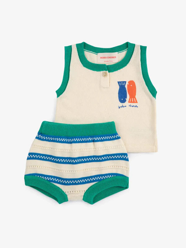 Baby Lucky Fish knitted set | Offwhite