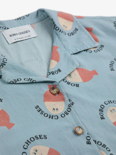 Morning Egg all over light denim shirt | Light Blue