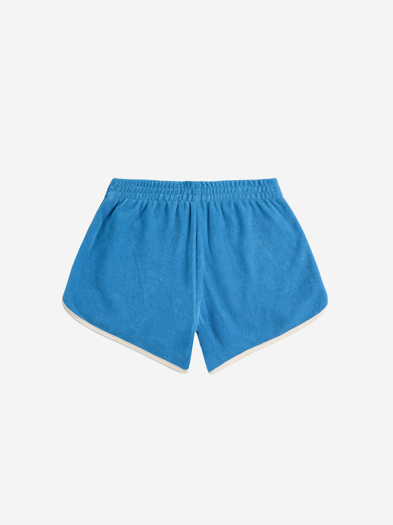 Blue color block terry cloth shorts | Light Blue