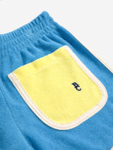 Blue color block terry cloth shorts | Light Blue