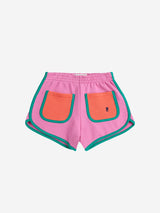 Pink color block shorts | Fuchsia