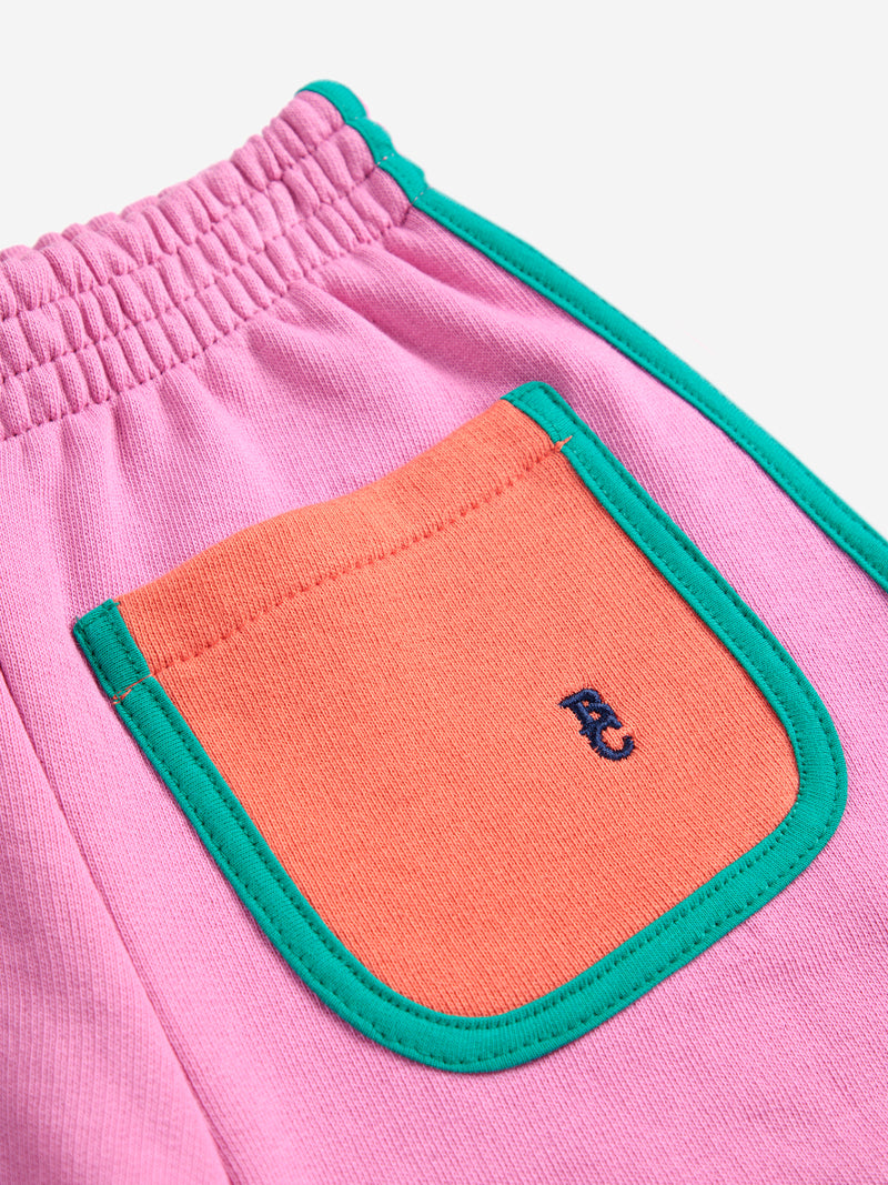 Pink color block shorts | Fuchsia