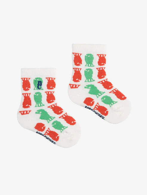 Baby Lucky Fish all over short socks | Green