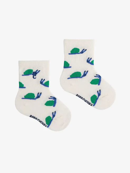 Baby Funny Snail all over short socks | Offwhite