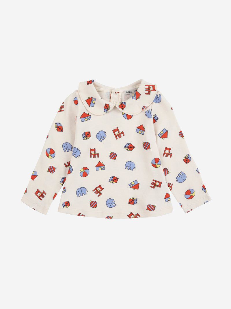 Toys all over collar T-shirt | White