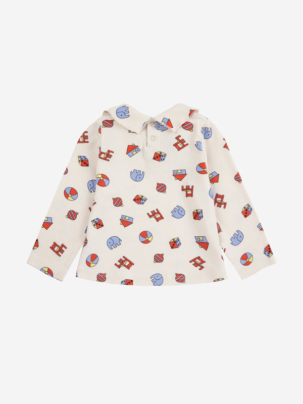 Toys all over collar T-shirt | White