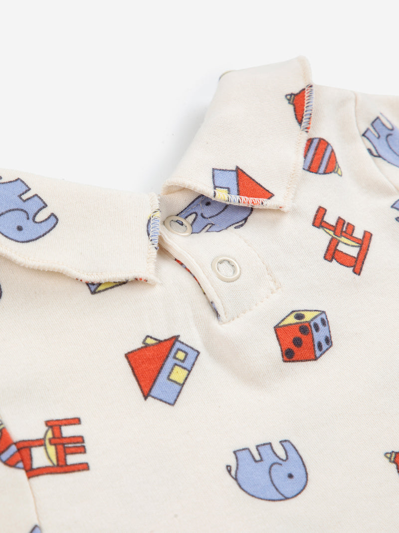 Toys all over collar T-shirt | White