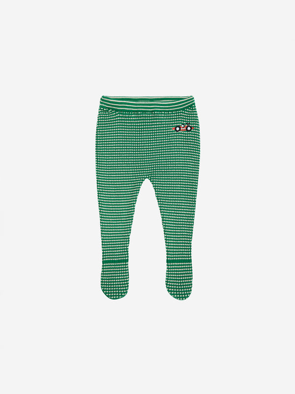 Race Car Knitted Footed Leggings | Light Green