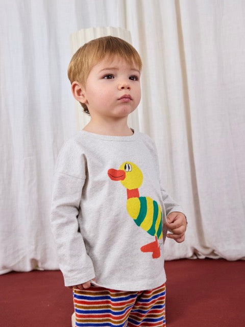 Striped Duck T-shirt | Light Heather Grey