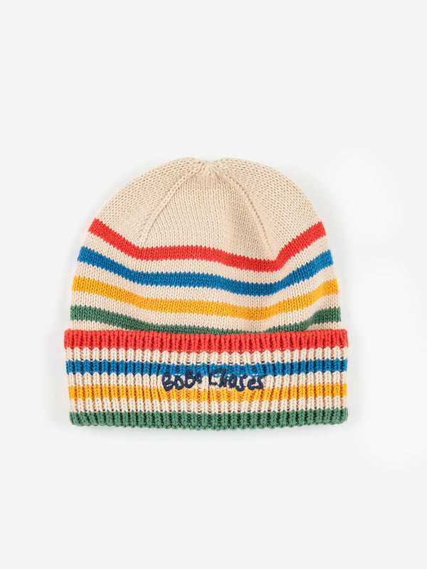 Tic Tac Toe Knitted Striped Beanie | Offwhite