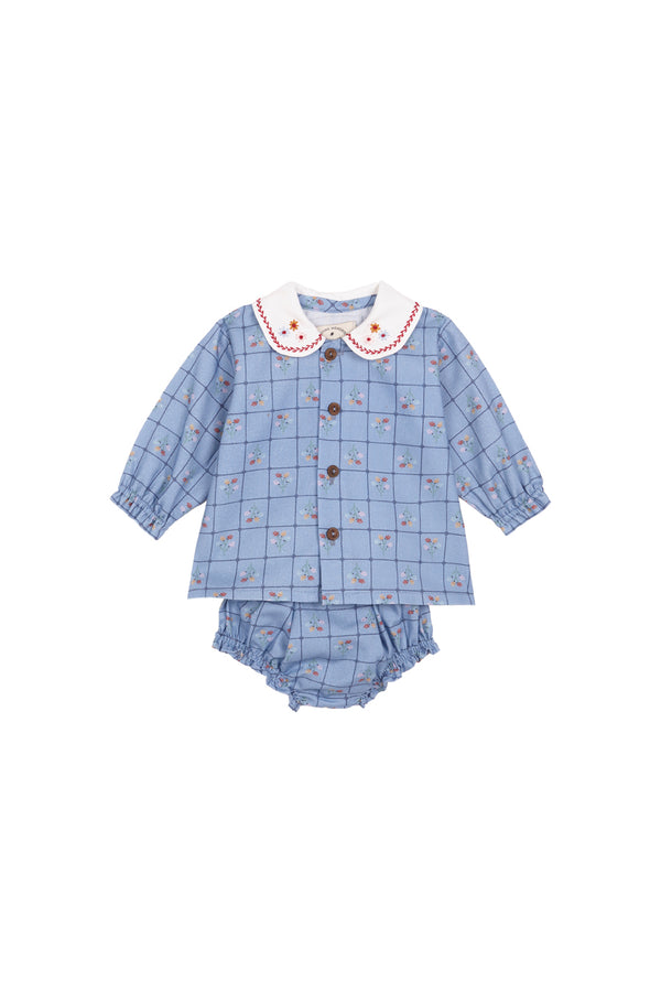 Catherina Embroidered Blouse and Bloomer Set