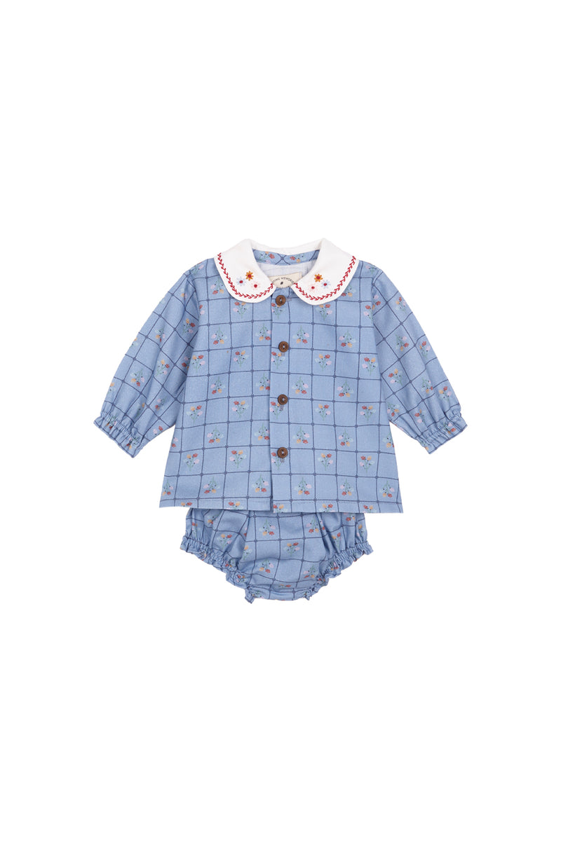Catherina Embroidered Blouse and Bloomer Set