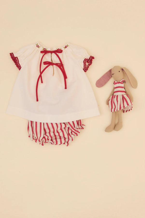 Red Stripes Blouse and Bloomer Set | Red Stripes