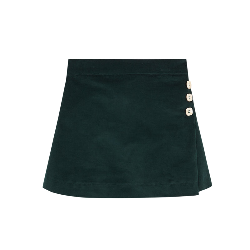 Green Antique Velvet Mini Skirt