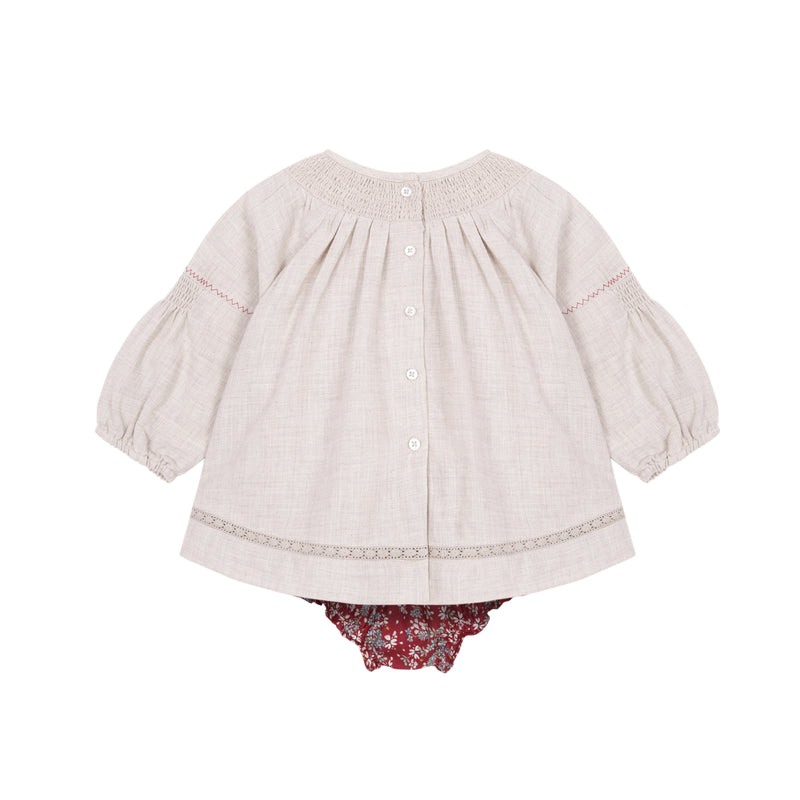 Hurlingham Deer Embroidered Blouse and Bloomer Set