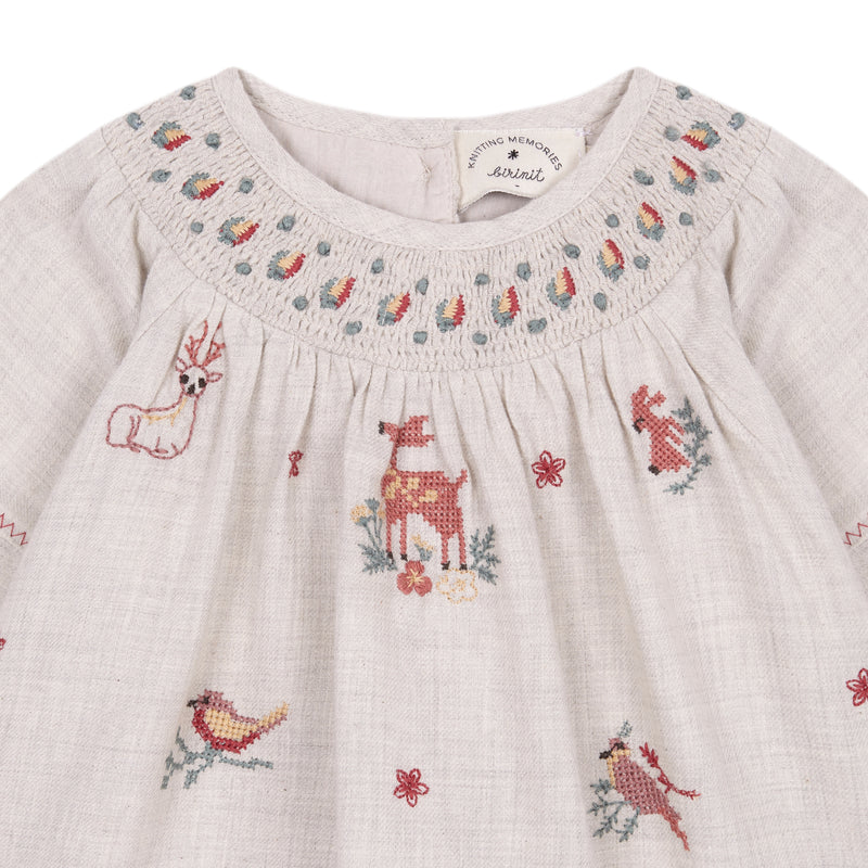 Hurlingham Deer Embroidered Blouse and Bloomer Set