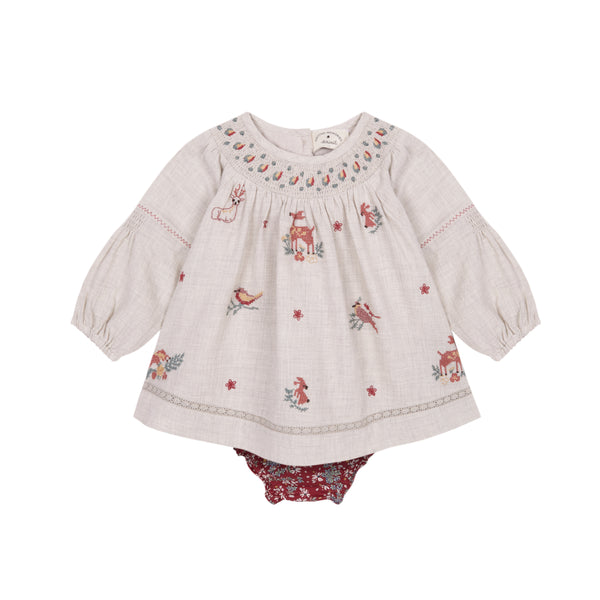 Hurlingham Deer Embroidered Blouse and Bloomer Set