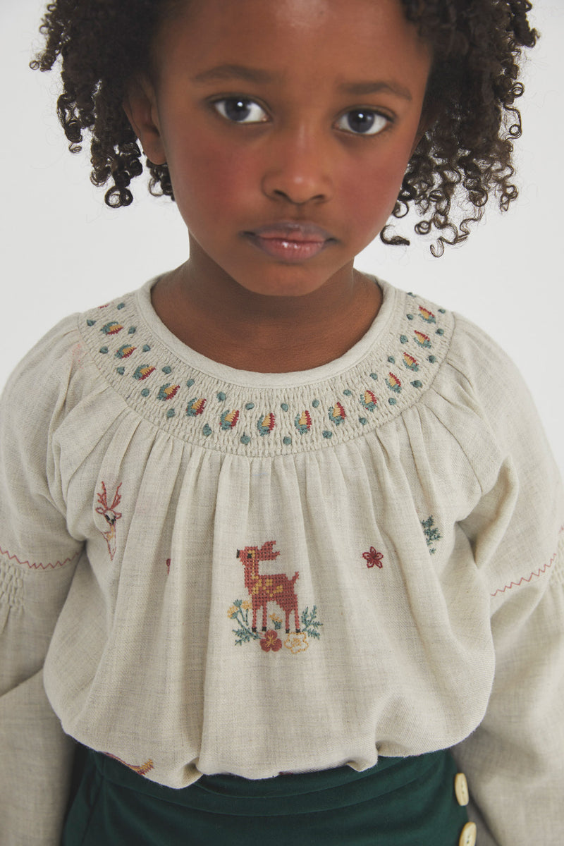 Deer Embroidered Blouse