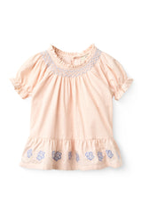 Blouse with Smock with Emb | Dusty Rose Comb