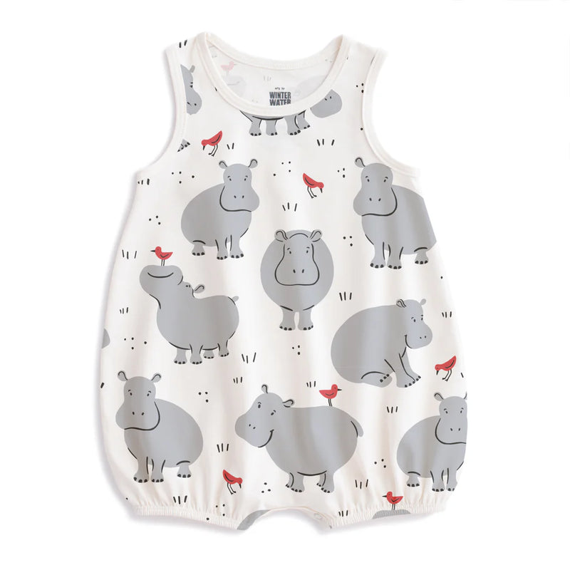 Bubble Romper | Hippos Grey