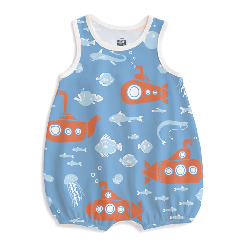 Bubble Romper | Submarines Blue & Orange