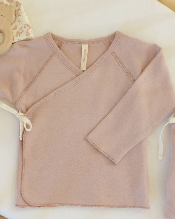 Wrap Top + Footed Pant Set | Rose