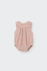 Baby Organic Striped Toweling Romper | Rose