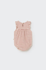 Baby Organic Striped Toweling Romper | Rose