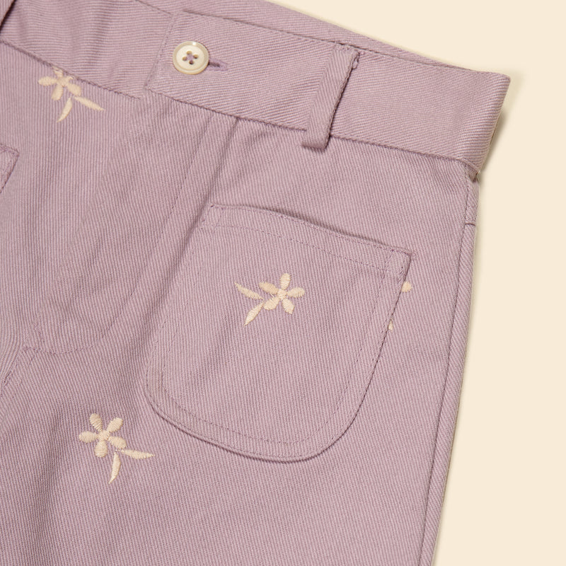 Casey 70's All-Over Embroidered Jean | Lilac | Marigold Modern Kids