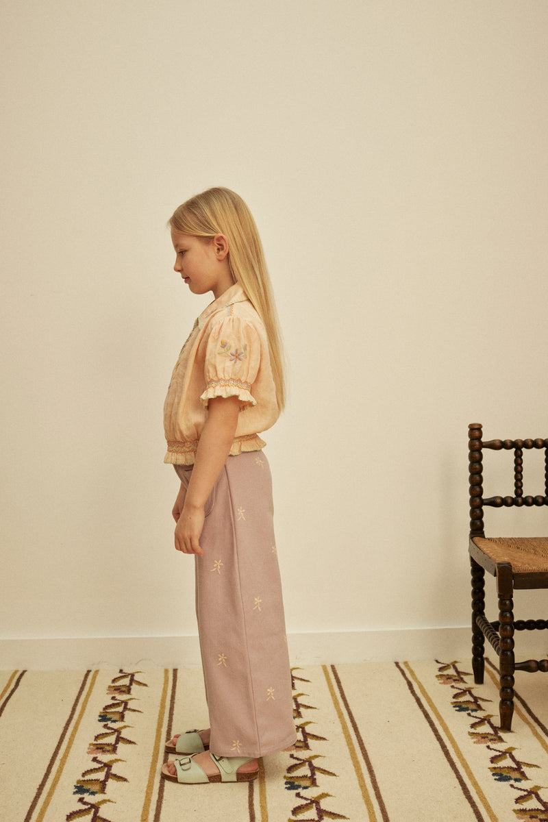 ボトムス・スパッツ Casey 70's All-Over Embroidered Jean Casey 70's All-Over Embroidered Jean | Lilac | Marigold Modern Kids