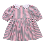 Girls Darcy Dress | Pink Green Stripe