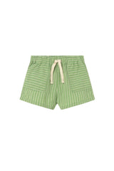 Baby Ciro Short | Green Striped Linen Look Cotton