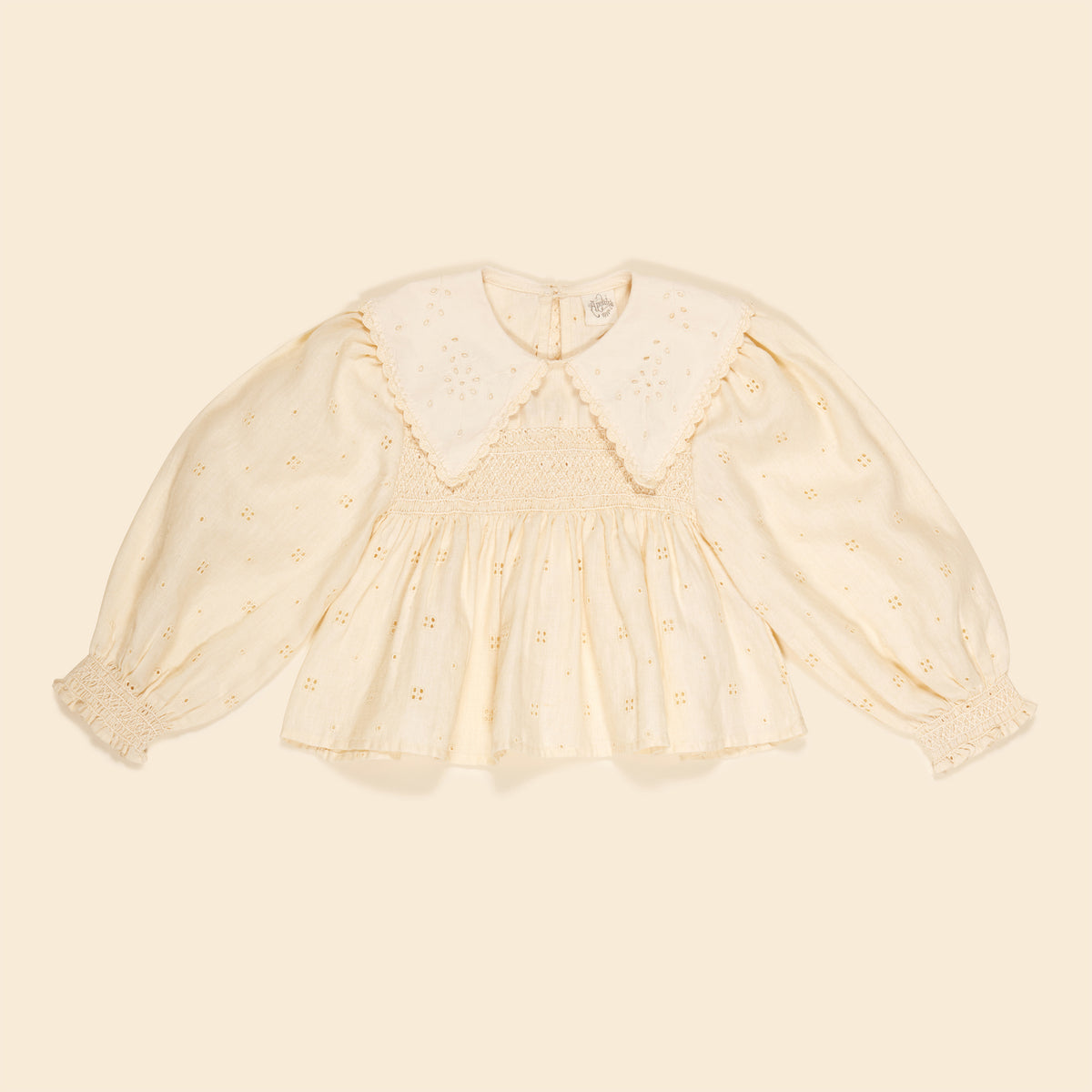 新品 apolina Dionne Blouse 3-5y 25aw Cotton woven embroidered blouse vintage inspired child. – Apolina
