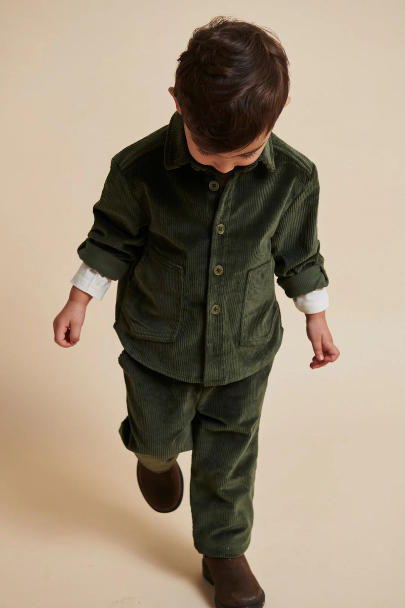 Corduroy Drawstring Pant | Dark Green