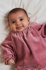 Embroidered Corduroy Baby Set | Rose